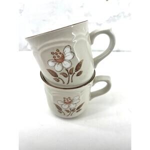 Cumberland Mayblossum Stonewear Mugs Vintage 70's Collectible Set of 2 MCM
